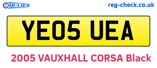 YE05UEA are the vehicle registration plates.