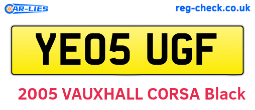 YE05UGF are the vehicle registration plates.