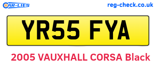 YR55FYA are the vehicle registration plates.