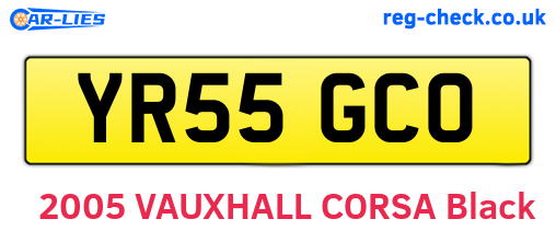 YR55GCO are the vehicle registration plates.