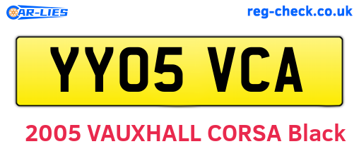 YY05VCA are the vehicle registration plates.