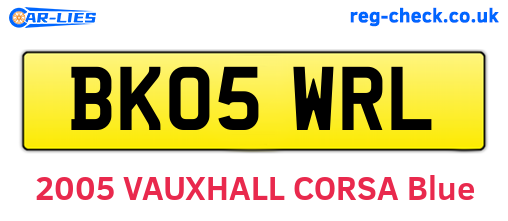 BK05WRL are the vehicle registration plates.