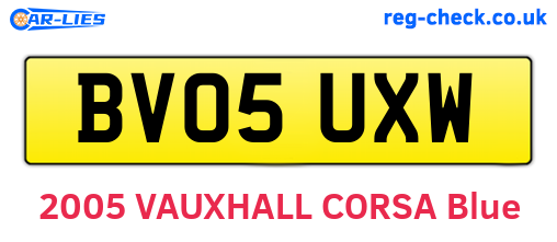 BV05UXW are the vehicle registration plates.