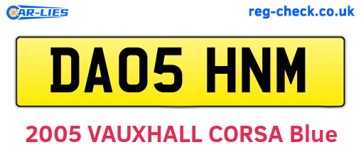 DA05HNM are the vehicle registration plates.