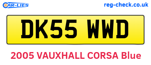 DK55WWD are the vehicle registration plates.