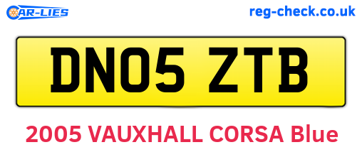 DN05ZTB are the vehicle registration plates.