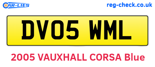 DV05WML are the vehicle registration plates.