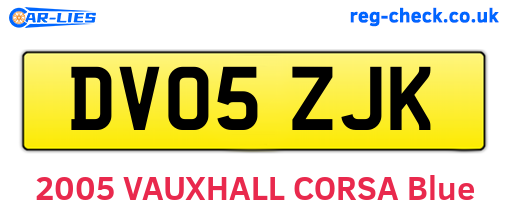 DV05ZJK are the vehicle registration plates.