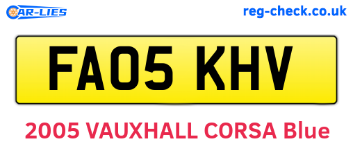 FA05KHV are the vehicle registration plates.