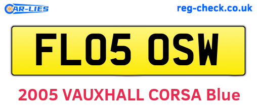 FL05OSW are the vehicle registration plates.