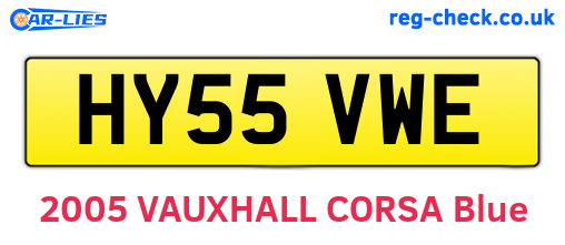 HY55VWE are the vehicle registration plates.