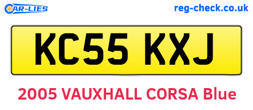 KC55KXJ are the vehicle registration plates.