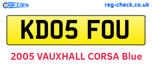 KD05FOU are the vehicle registration plates.