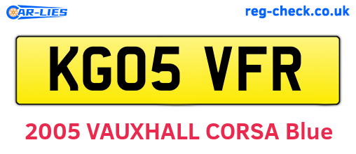 KG05VFR are the vehicle registration plates.