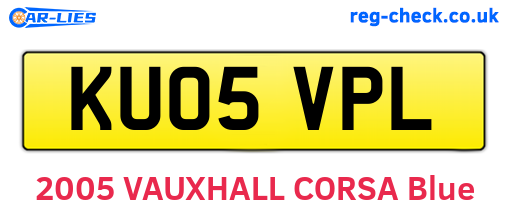 KU05VPL are the vehicle registration plates.
