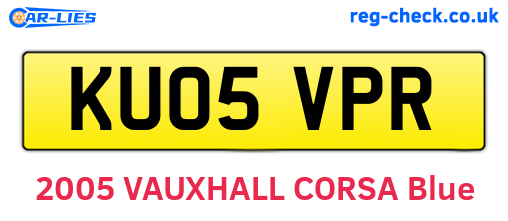 KU05VPR are the vehicle registration plates.