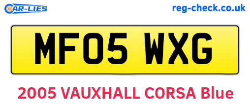 MF05WXG are the vehicle registration plates.