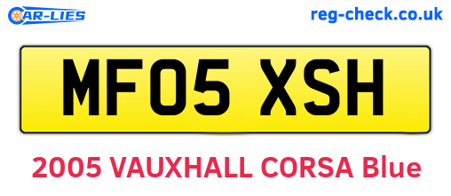 MF05XSH are the vehicle registration plates.