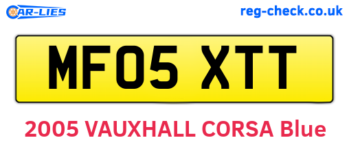 MF05XTT are the vehicle registration plates.