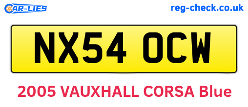 NX54OCW are the vehicle registration plates.