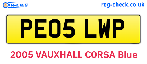 PE05LWP are the vehicle registration plates.