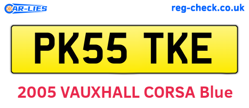 PK55TKE are the vehicle registration plates.