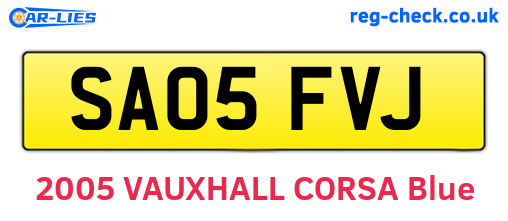 SA05FVJ are the vehicle registration plates.
