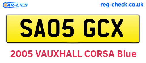 SA05GCX are the vehicle registration plates.
