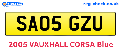 SA05GZU are the vehicle registration plates.