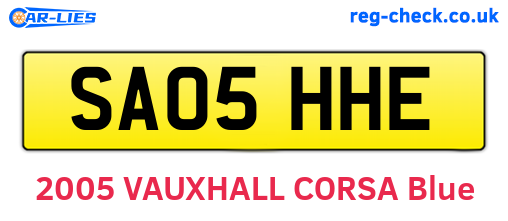 SA05HHE are the vehicle registration plates.
