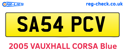 SA54PCV are the vehicle registration plates.