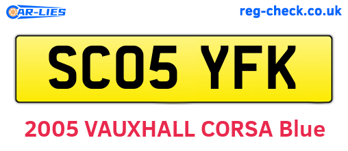 SC05YFK are the vehicle registration plates.