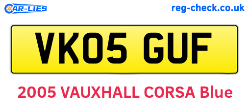 VK05GUF are the vehicle registration plates.