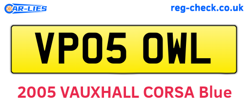 VP05OWL are the vehicle registration plates.