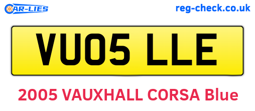 VU05LLE are the vehicle registration plates.