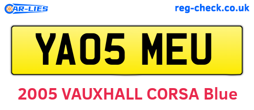 YA05MEU are the vehicle registration plates.