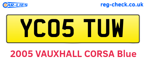 YC05TUW are the vehicle registration plates.