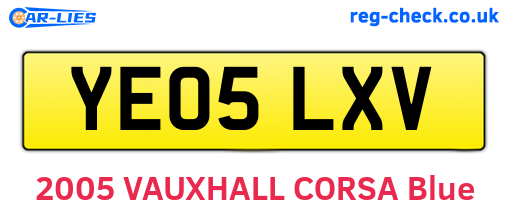 YE05LXV are the vehicle registration plates.