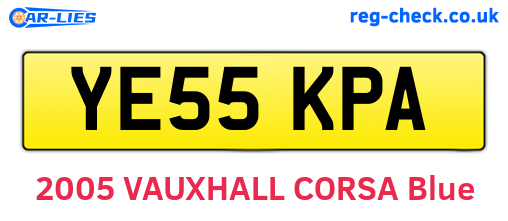 YE55KPA are the vehicle registration plates.