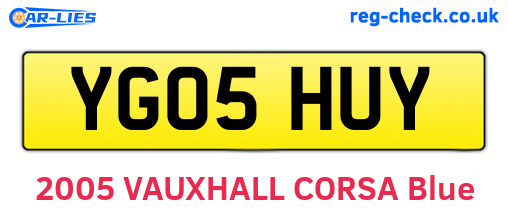 YG05HUY are the vehicle registration plates.