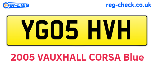YG05HVH are the vehicle registration plates.