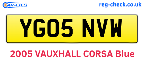 YG05NVW are the vehicle registration plates.