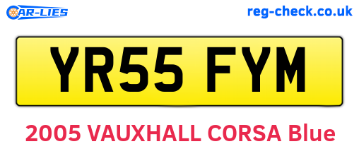 YR55FYM are the vehicle registration plates.