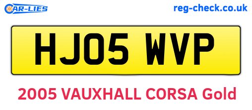 HJ05WVP are the vehicle registration plates.