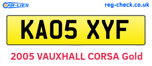 KA05XYF are the vehicle registration plates.