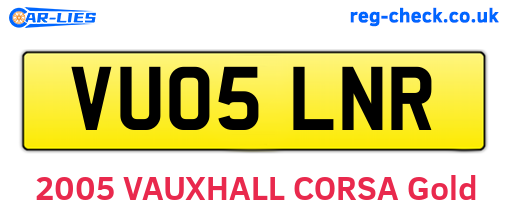 VU05LNR are the vehicle registration plates.