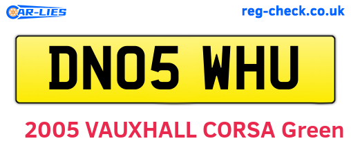 DN05WHU are the vehicle registration plates.