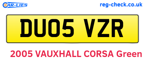 DU05VZR are the vehicle registration plates.