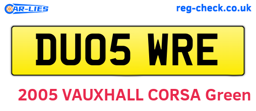 DU05WRE are the vehicle registration plates.