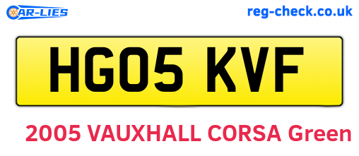 HG05KVF are the vehicle registration plates.